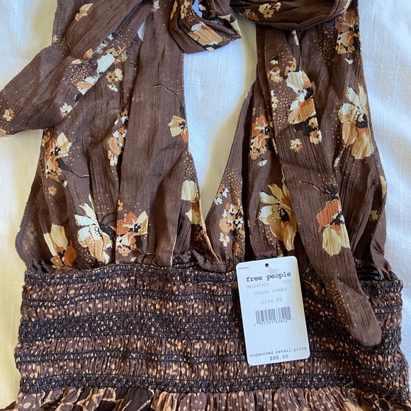 Free People Brinkley Smocked Tank Top Cocoa Combo - Picture 5 of 7